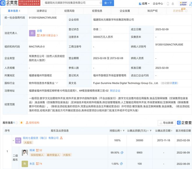 楊瀾跨界布局數字文化產業，新設科技集團聚焦創意軟件開發
